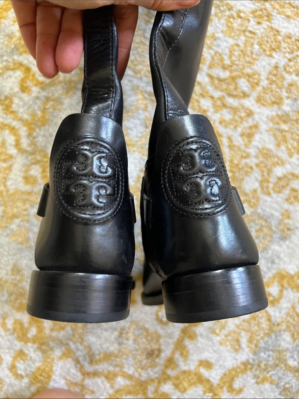 Tory Birch Classic Black Leather Knee-High Riding Boots - Women's size 5